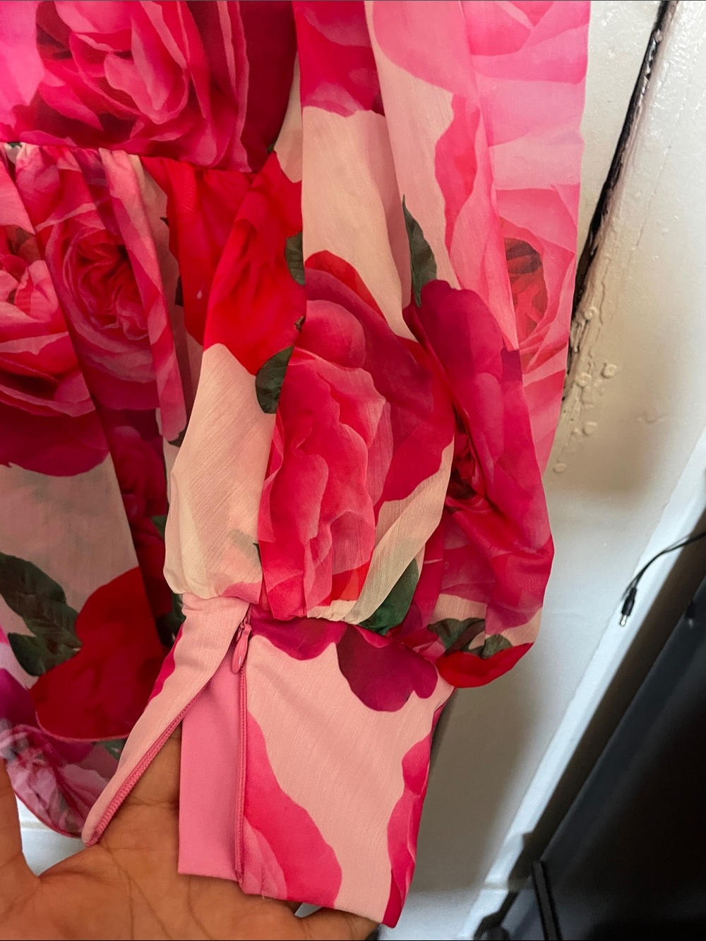 ASOS Pink Rose Print Midi Dress - Picture 4 of 7